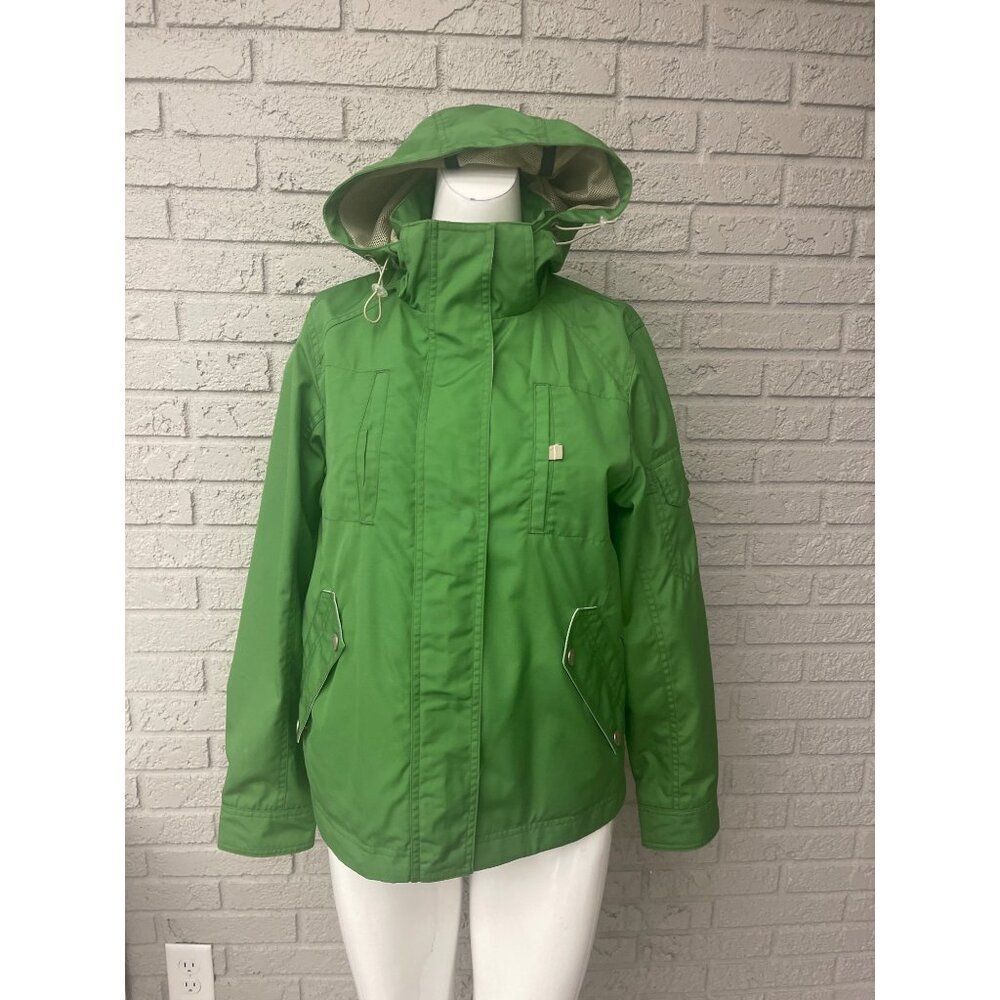 Weather Tamer Women Green Removable Hooded Wind Breaker Rain Jacket Size S